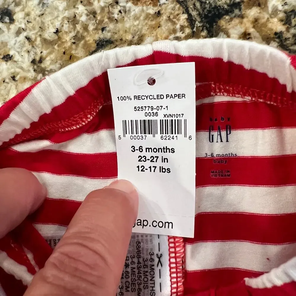 NWT GAP Baby Red & White Stripe Peplum Top & Leggings - SIZE 3-6M